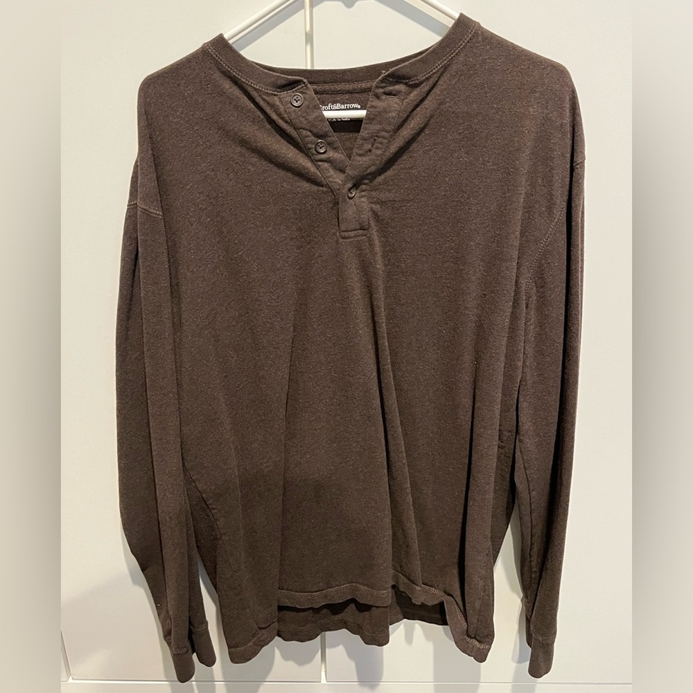 Croft & Barrow Long Sleeve Shirt - Brown - Large
